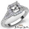 Diamond Engagement Platinum Halo Pave Setting Asscher Semi Mount Ring 0.5Ct