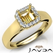 Asscher Diamond Engagement Halo Pave Setting Semi Mount Ring 14k Yellow Gold 0.2Ct - javda.com 