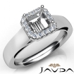 Asscher Diamond Engagement Halo Pave Setting Semi Mount Ring 14k White Gold 0.45Ct - javda.com 