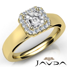 Cathedral French Set Halo diamond  18k Gold Yellow