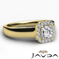 Cathedral French Set Halo diamond Ring 14k Gold Yellow