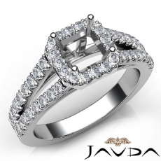 Gorgeous Halo Prong Diamond Engagement Asscher Semi Mount Ring 14K W Gold 0.75Ct
