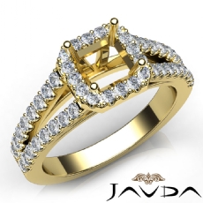Gorgeous Halo Prong Diamond Engagement Asscher Semi Mount Ring 14k Gold Yellow  (0.75Ct. tw.)