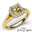 Diamond Engagement Asscher Semi Mount 14k Yellow Gold Halo Pave Setting Ring 0.2Ct - javda.com 