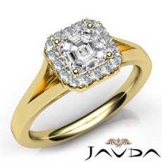 Halo Pave Setting Split Shank diamond Ring 18k Gold Yellow