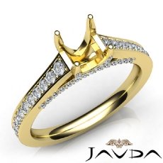 Diamond Engagement Asscher Semi Mount Pave Setting Ring 14k Gold Yellow  (0.75Ct. tw.)