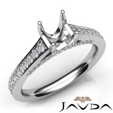 Diamond Engagement Asscher Semi Mount Pave Setting Ring 14K White Gold 0.75Ct