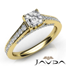 4 Prong Bridge Accent Pave diamond Ring 18k Gold Yellow