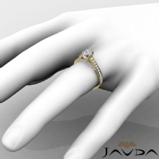 4 Prong Bridge Accent Pave diamond Ring 18k Gold Yellow
