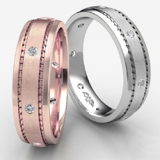 Men's Diamond Eternity Wedding Band Matte Bezel Set 14k Rose Gold  (0.16Ct. tw.)