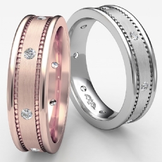 Brushed Bezel Set Men's Diamond Eternity Wedding Band 14k Rose Gold  (0.16Ct. tw.)