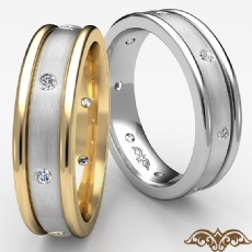 Men's Diamond Eternity Dome Wedding Band Bezel Set 14k 2 Tone Gold 0.16 Ct