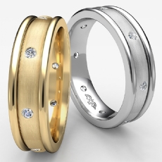 Men's Diamond Eternity Dome Wedding Band Bezel Set Platinum 950  (0.16Ct. tw.)