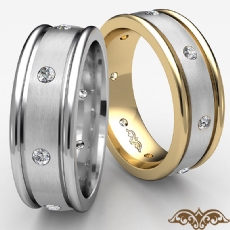Dome Bezel Set Men's Diamond Eternity Wedding Band 14k 2 Tone Gold 0.16 Ct