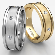 Dome Bezel Set Men's Diamond Eternity Wedding Band 14k Gold Yellow  (0.16Ct. tw.)