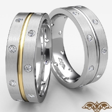 Polish Finish Bezel Diamond Eternity Men's Wedding Band 14k 2 Tone Gold 0.35 Ct