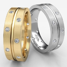 Polish Finish Bezel Diamond Eternity Men's Wedding Band Platinum 950  (0.35Ct. tw.)