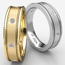 Brushed Finish  Diamond Eternity Men's Wedding Band 14k Gold Yellow (0.16Ct. tw.)