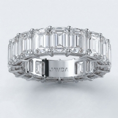 Lab-Grown Diamond Women Shared Prong Emerald Wedding Band 18k Gold White  (6.7Ct. tw.)