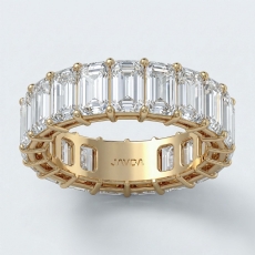 Emerald Lab-Grown Diamond Women Shared Prong Wedding Band 14k Gold Yellow  (8.65Ct. tw.)