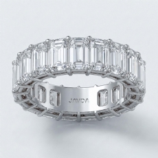 Emerald Lab-Grown Diamond Women Shared Prong Wedding Band 18k Gold White  (8.65Ct. tw.)