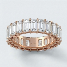 Emerald Lab-Grown Diamond Shared Prong Eternity Wedding Band in 18k Rose Gold  (6.95Ct. tw.)
