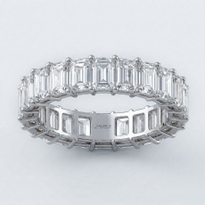 Shared Prong Emerald Lab Grown Diamond Eternity Wedding Band 18k Gold White  (5.25Ct. tw.)
