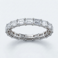 Prong Set Emerald Lab-Grown Diamond Women's Eternity Wedding Band 18k Gold White (1.9Ct. tw.)