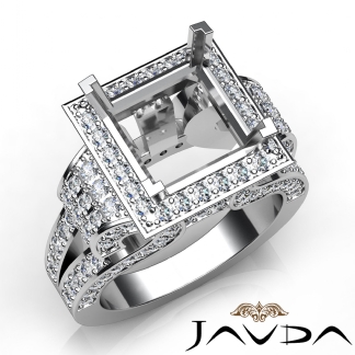 Diamond Princess Semi Mount Engagement Halo Setting Ring 18k Gold White 2.25Ct