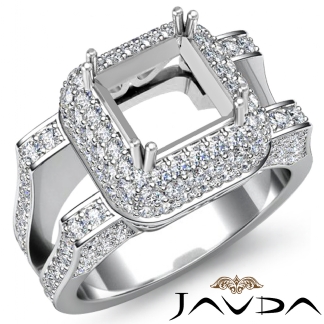 1.75Ct Diamond Engagement Ring Princess Semi Mount Halo Setting 14k Gold White
