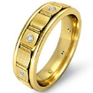 Round Diamond Eternity Wedding Ring Center Brushed Mens Band 14k Gold Yellow 0.15Ct