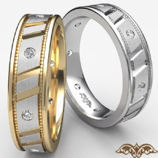 Brush Finish Center Mens Diamond Eternity Wedding Band 14k Two Tone Gold 0.25 Ct