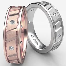 Brush Finish Center Mens Diamond Eternity Wedding Band 14k Rose Gold  (0.25Ct. tw.)