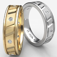 Brush Finish Center Mens Diamond Eternity Wedding Band Platinum 950  (0.25Ct. tw.)