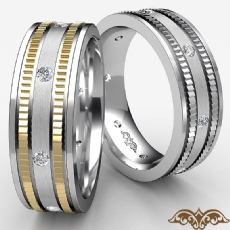 0.16 Ct Bezel Men's Diamond Eternity Wedding Band Designer Edges 14k 2 Tone Gold