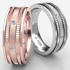 Bezel Men's Diamond Eternity Wedding Band Designer Edges 14k Rose Gold (0.16Ct. tw.)