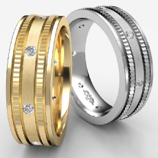 Bezel Men's Diamond Eternity Wedding Band Designer Edges Platinum 950 (0.16Ct. tw.)