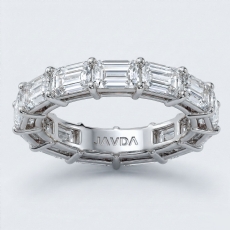 Emerald Lab-Grown Diamond Prong Set Women's Eternity Wedding Band 18k Gold White  (5.59Ct. tw.)