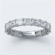 Women's Eternity Prong Set Emerald Lab-Grown Diamond Wedding Band 18k Gold White  (3.01Ct. tw.)