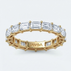 Emerald Prong Set Lab-Grown Diamond Women's Eternity Wedding Band 14k Gold Yellow  (3.04Ct. tw.)
