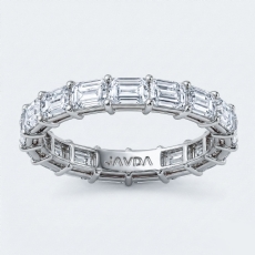 Emerald Prong Set Lab-Grown Diamond Women's Eternity Wedding Band 18k Gold White  (3.04Ct. tw.)