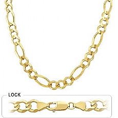 14k Yellow Gold Men's Solid Figaro Chain (10mm,26