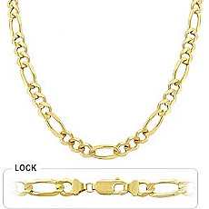 14k Yellow Gold Men's Solid Figaro Chain (8.10mm,26