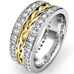 Braided Design Pave Diamond Men's Eternity Wedding Band 14k Gold 2Tone 1.85Ct