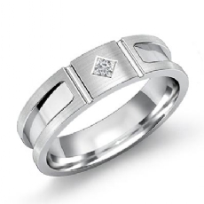 Matte Finished Bezel Diamond Men's Half Wedding Band 14k White Gold 0.10 Ct