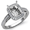 0.5Ct Diamond Engagement Ring Cushion Semi Mount Halo Setting 18k White Gold - javda.com 