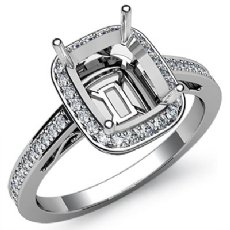 0.50 CT Diamond Engagement Ring Cushion Semi Mount Halo Setting 14k White Gold