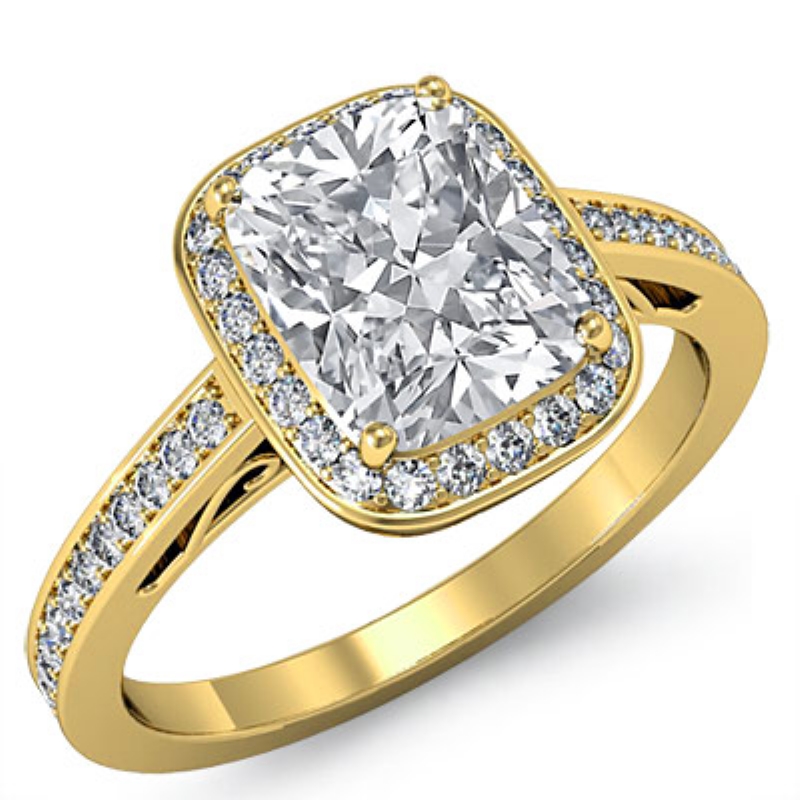 Filigree Halo Pave Setting diamond Ring 14k Gold Yellow