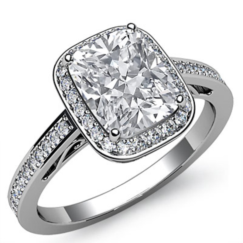 Filigree Halo Pave Setting diamond Ring 14k Gold White