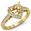 0.5Ct Diamond Engagement Ring Heart Semi Mount18k Yellow Gold Halo Pave Setting - javda.com 